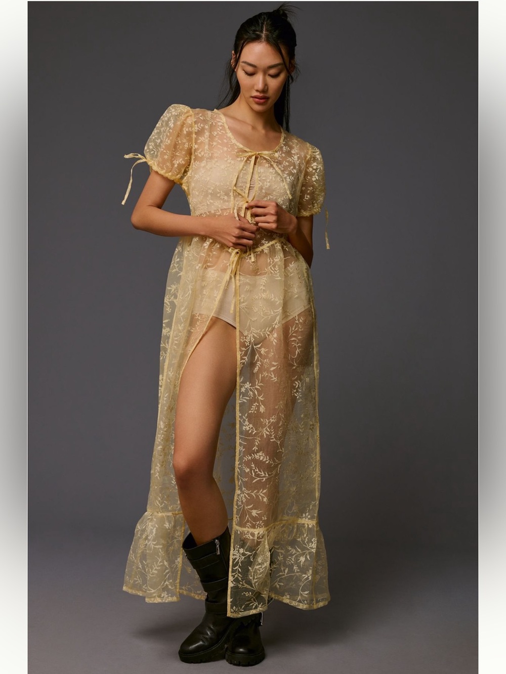 NWT Anthropologie Sheer Floral Organza Maxi Dress - Picture 1 of 7